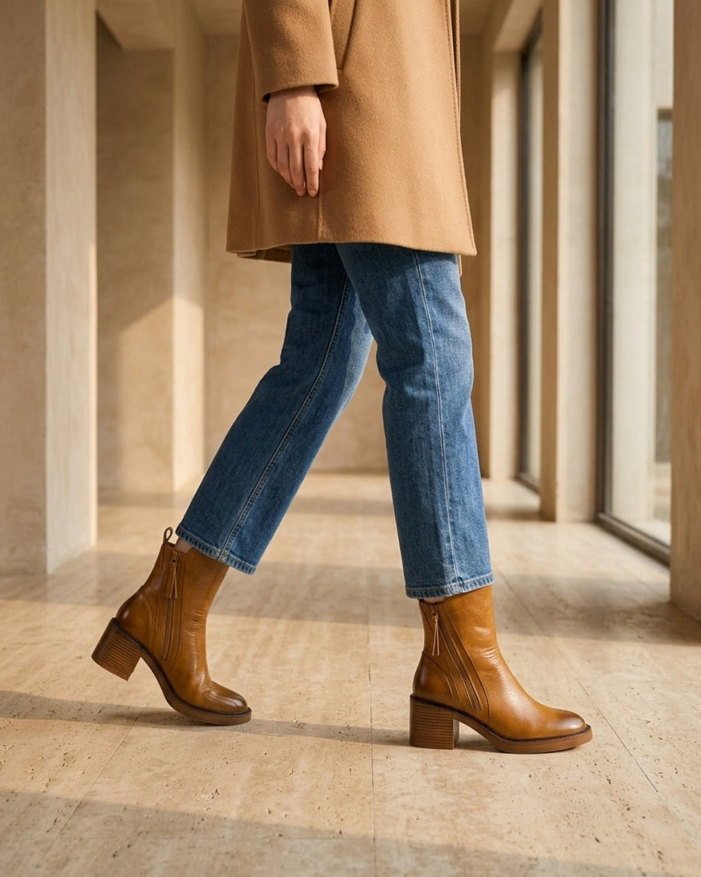 The Alessia | Sculpted Leather Ankle Boot - SORENNA