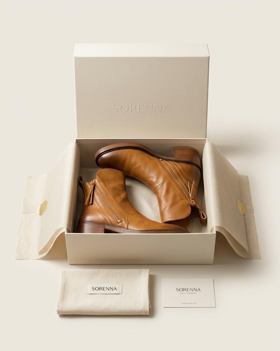 The Alessia | Sculpted Leather Ankle Boot - SORENNA