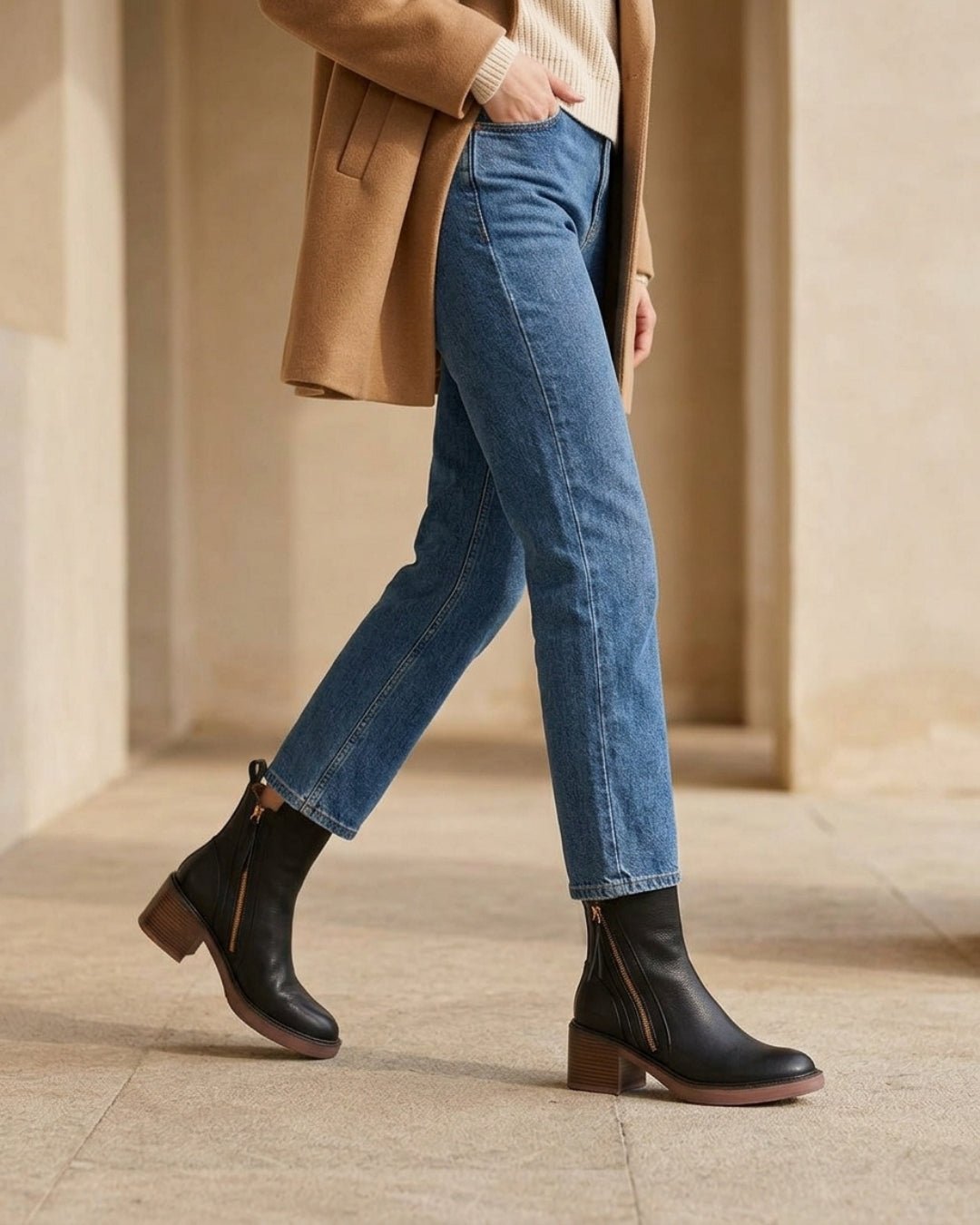 The Alessia | Sculpted Leather Ankle Boot - SORENNA
