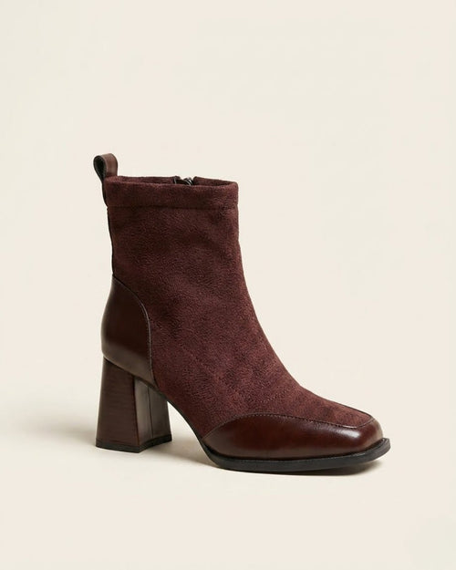 The Amara | Square-Toe Suede Boot - SORENNA