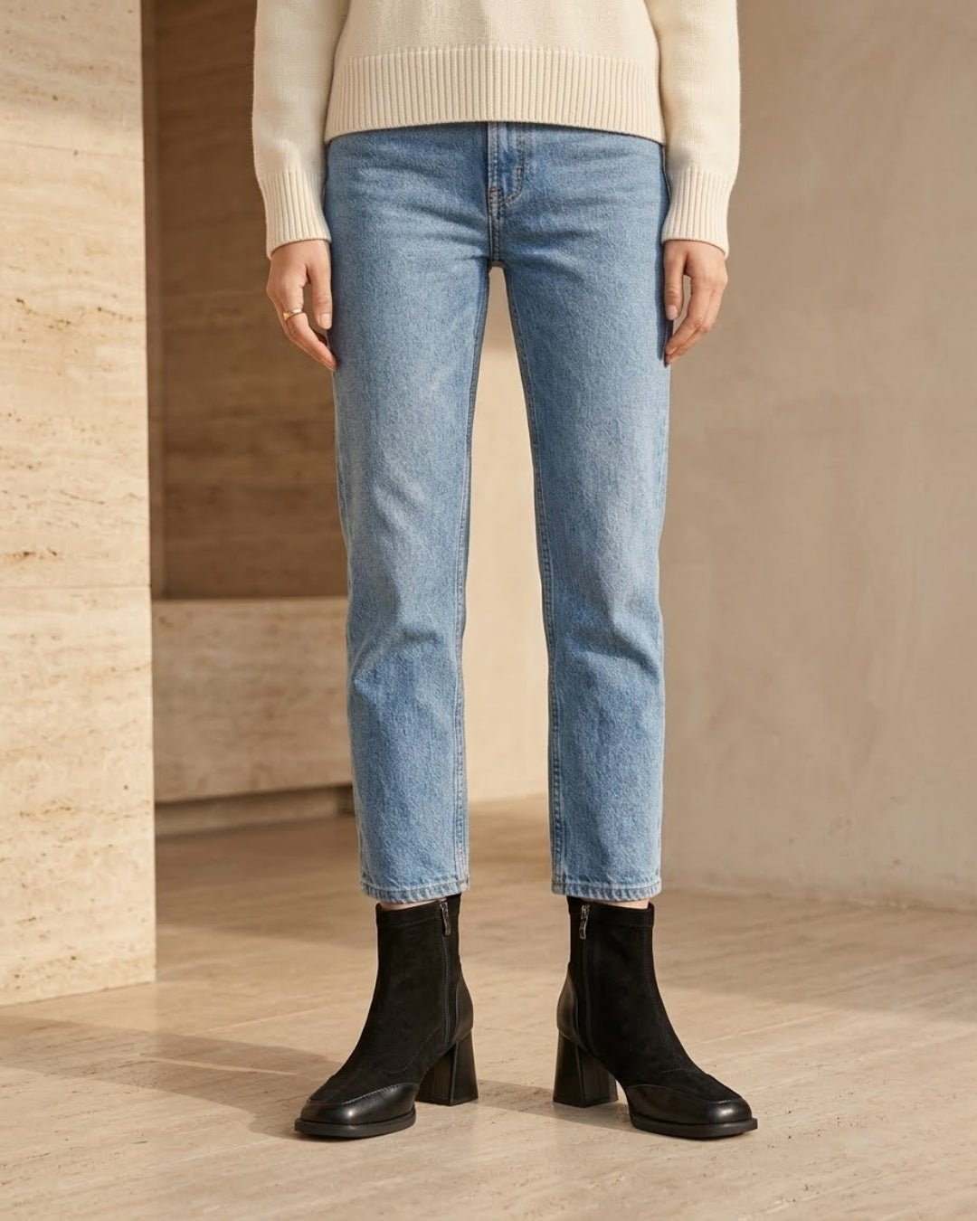 The Amara | Square-Toe Suede Boot - SORENNA