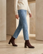 The Amara | Square-Toe Suede Boot - SORENNA
