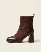 The Amara | Square-Toe Suede Boot - SORENNA