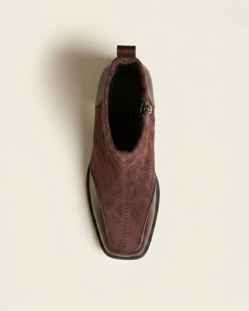 The Amara | Square-Toe Suede Boot - SORENNA