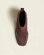 The Amara | Square-Toe Suede Boot - SORENNA