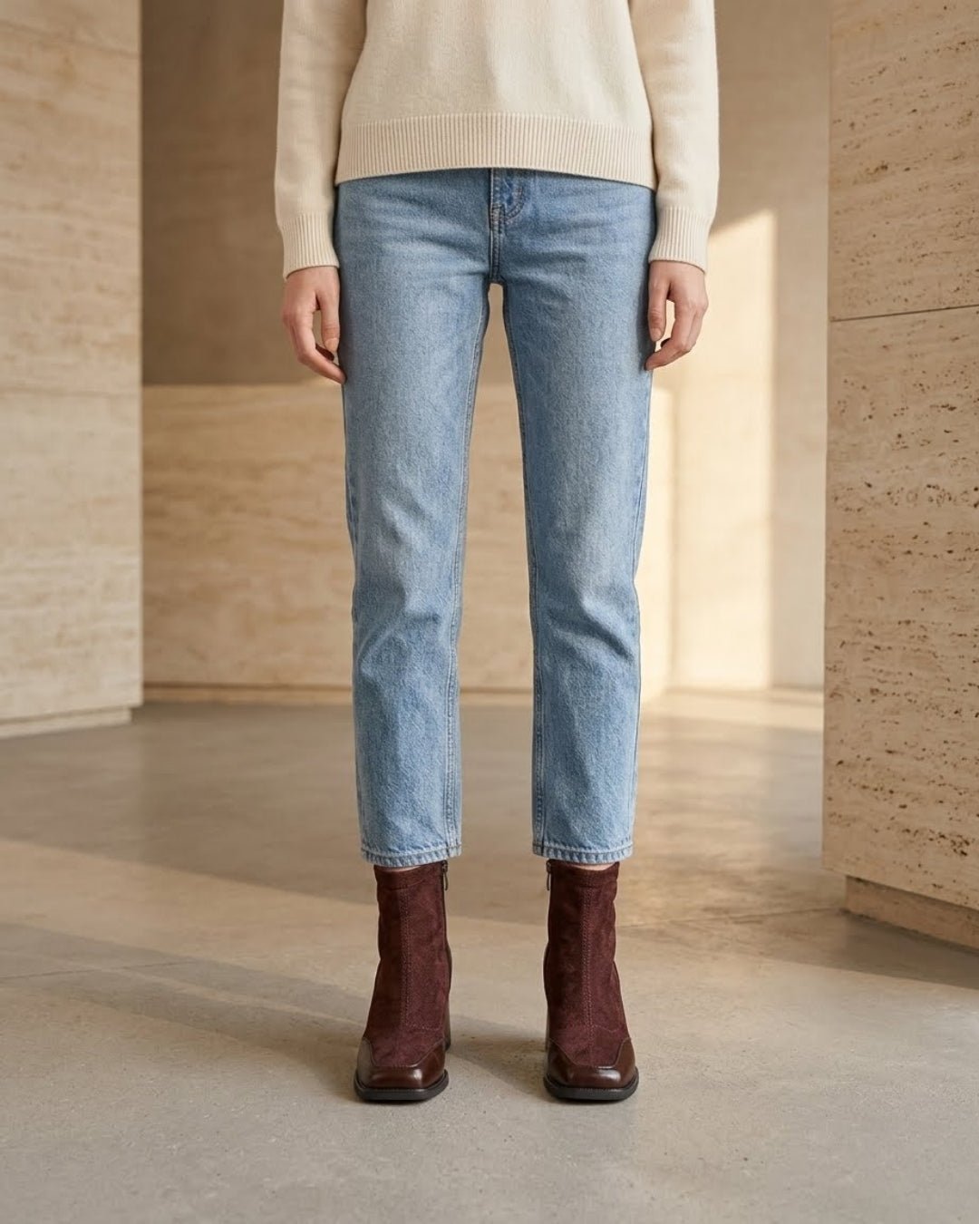 The Amara | Square-Toe Suede Boot - SORENNA