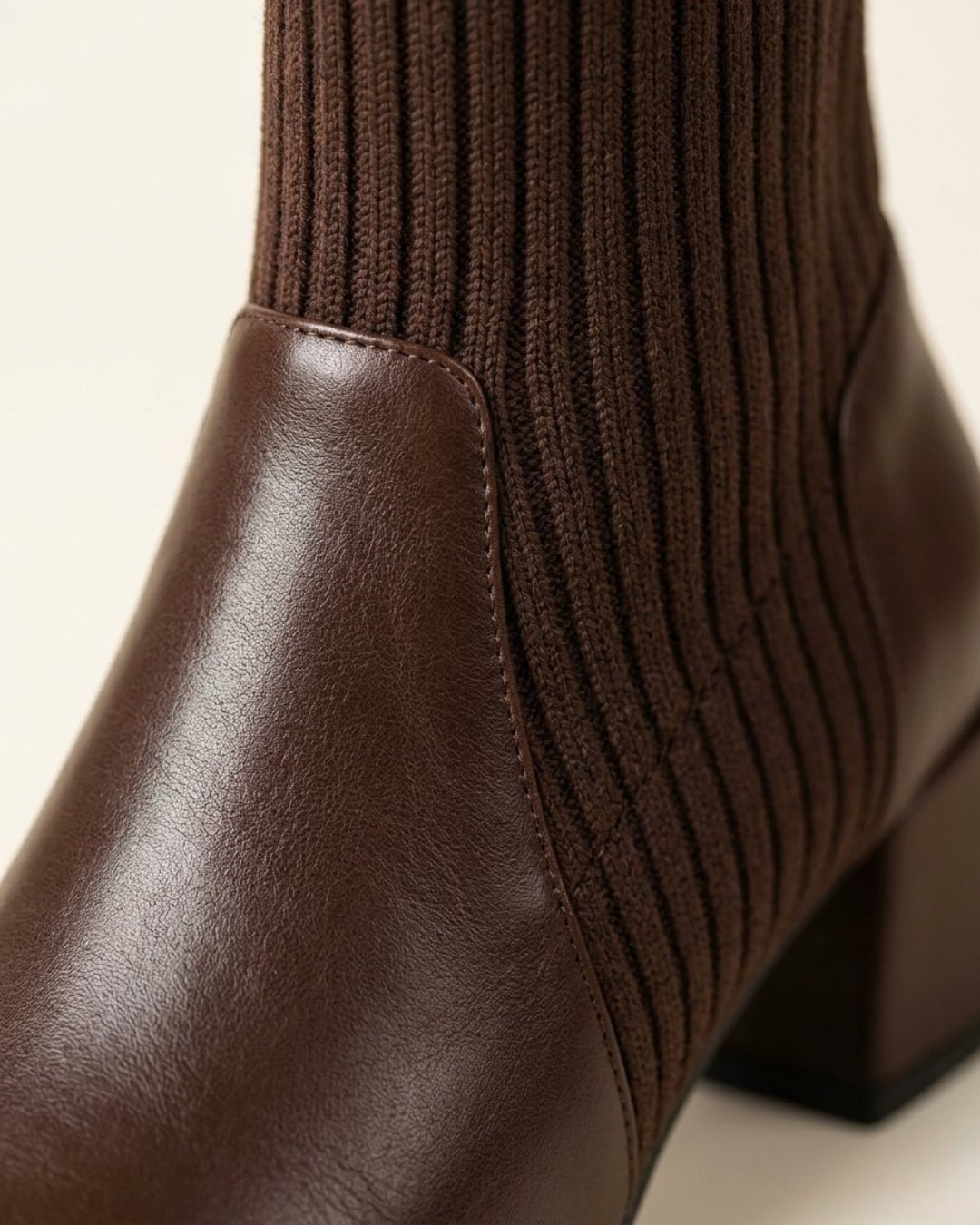 The Amaris | Knit Leather Ankle Boot - SORENNA