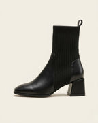 The Amaris | Knit Leather Ankle Boot - SORENNA
