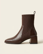 The Amaris | Knit Leather Ankle Boot - SORENNA