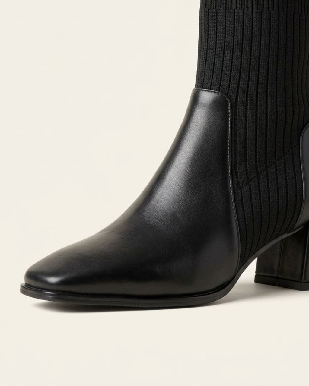 The Amaris | Knit Leather Ankle Boot - SORENNA