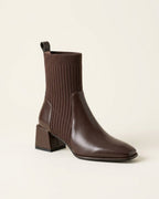 The Amaris | Knit Leather Ankle Boot - SORENNA