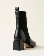 The Amaris | Knit Leather Ankle Boot - SORENNA