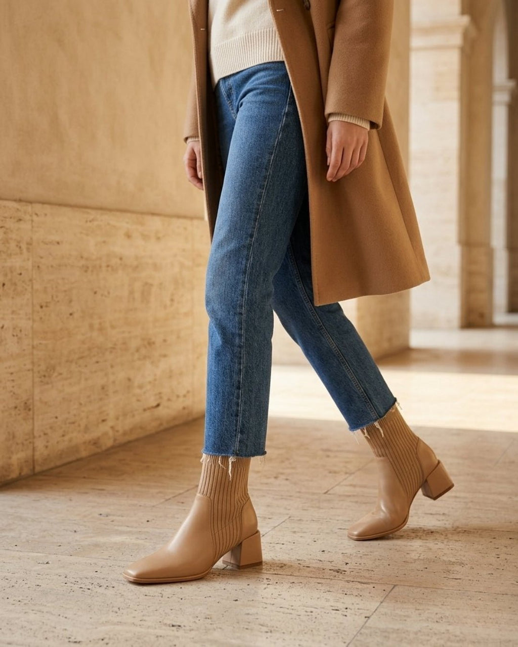 The Amaris | Knit Leather Ankle Boot - SORENNA