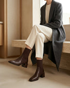 The Amaris | Knit Leather Ankle Boot - SORENNA
