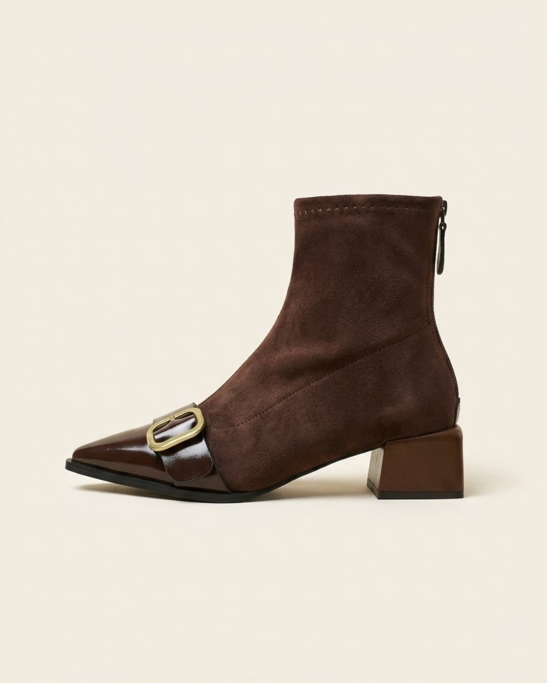 The Aurelia | Buckled Suede Ankle Boot - SORENNA