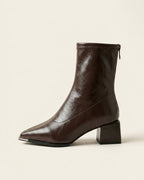 The Aurelia | Pointed-Toe Leather Boot - SORENNA