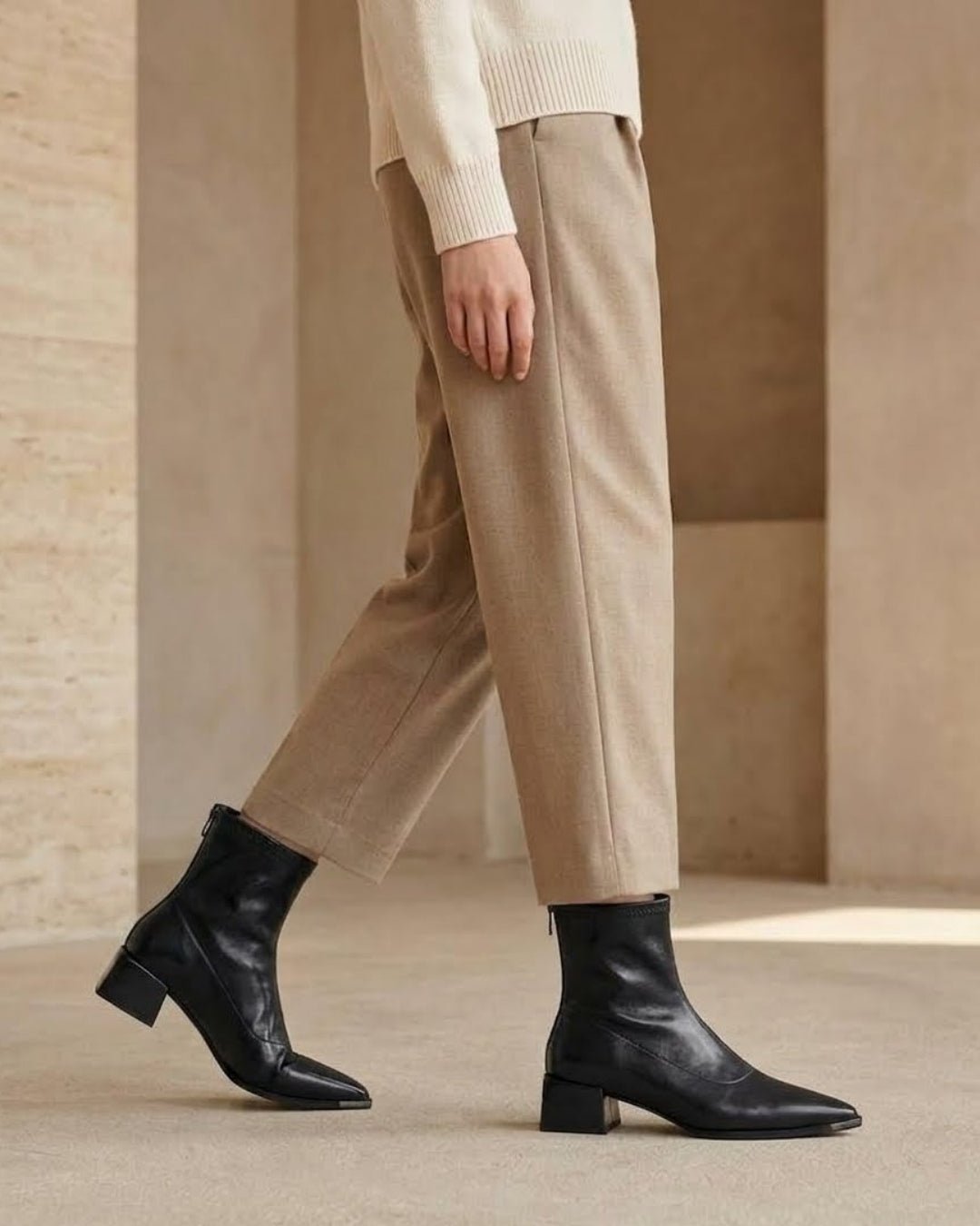 The Aurelia | Pointed-Toe Leather Boot - SORENNA
