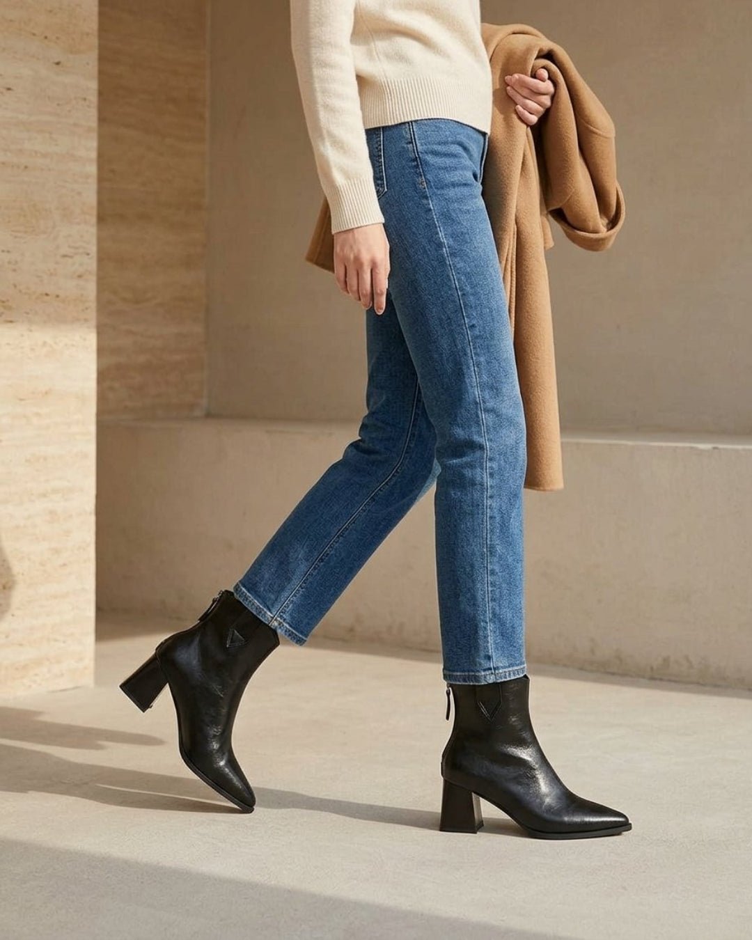 The Aurelle | Leather Block-Heel Boot - SORENNA
