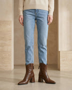 The Aurelle | Leather Block-Heel Boot - SORENNA