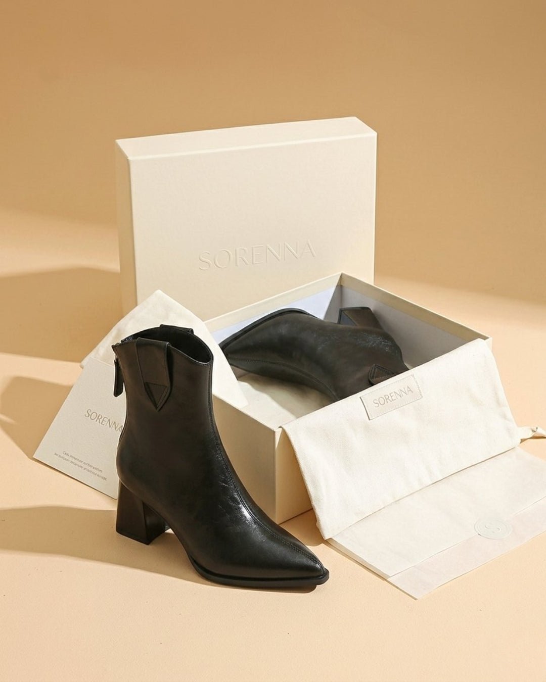 The Aurelle | Leather Block-Heel Boot - SORENNA