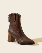 The Aurelle | Leather Block-Heel Boot - SORENNA