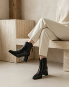The Aurelle | Leather Block-Heel Boot - SORENNA