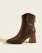 The Aurelle | Leather Block-Heel Boot - SORENNA