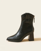 The Aurelle | Leather Block-Heel Boot - SORENNA