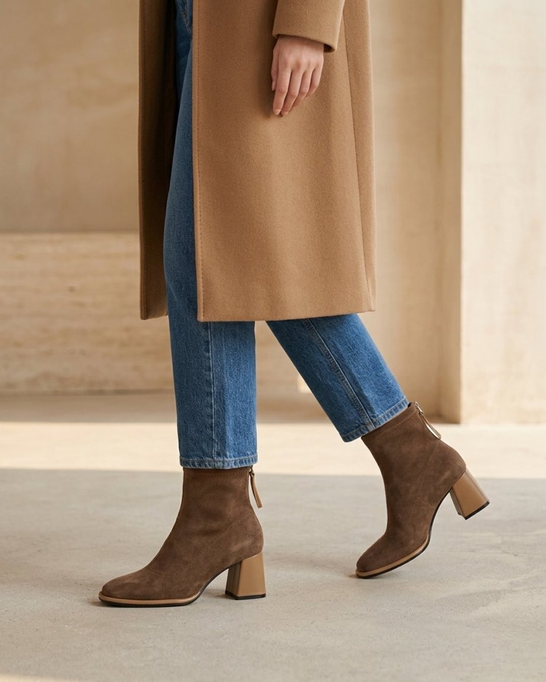 The Bellora | Square-Toe Suede Boot - SORENNA