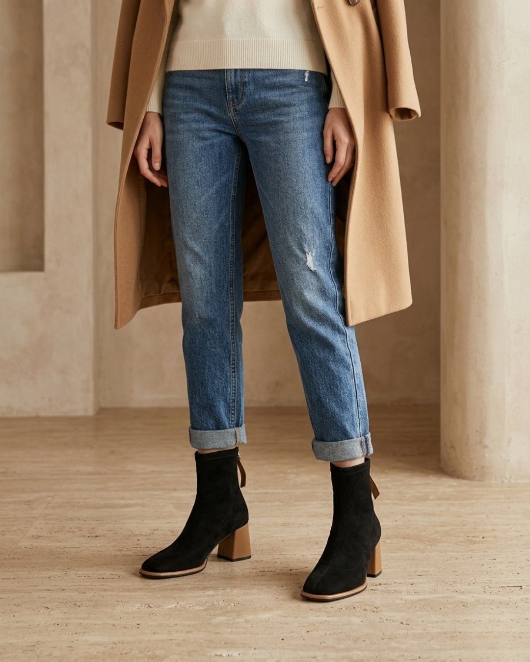 The Bellora | Square-Toe Suede Boot - SORENNA