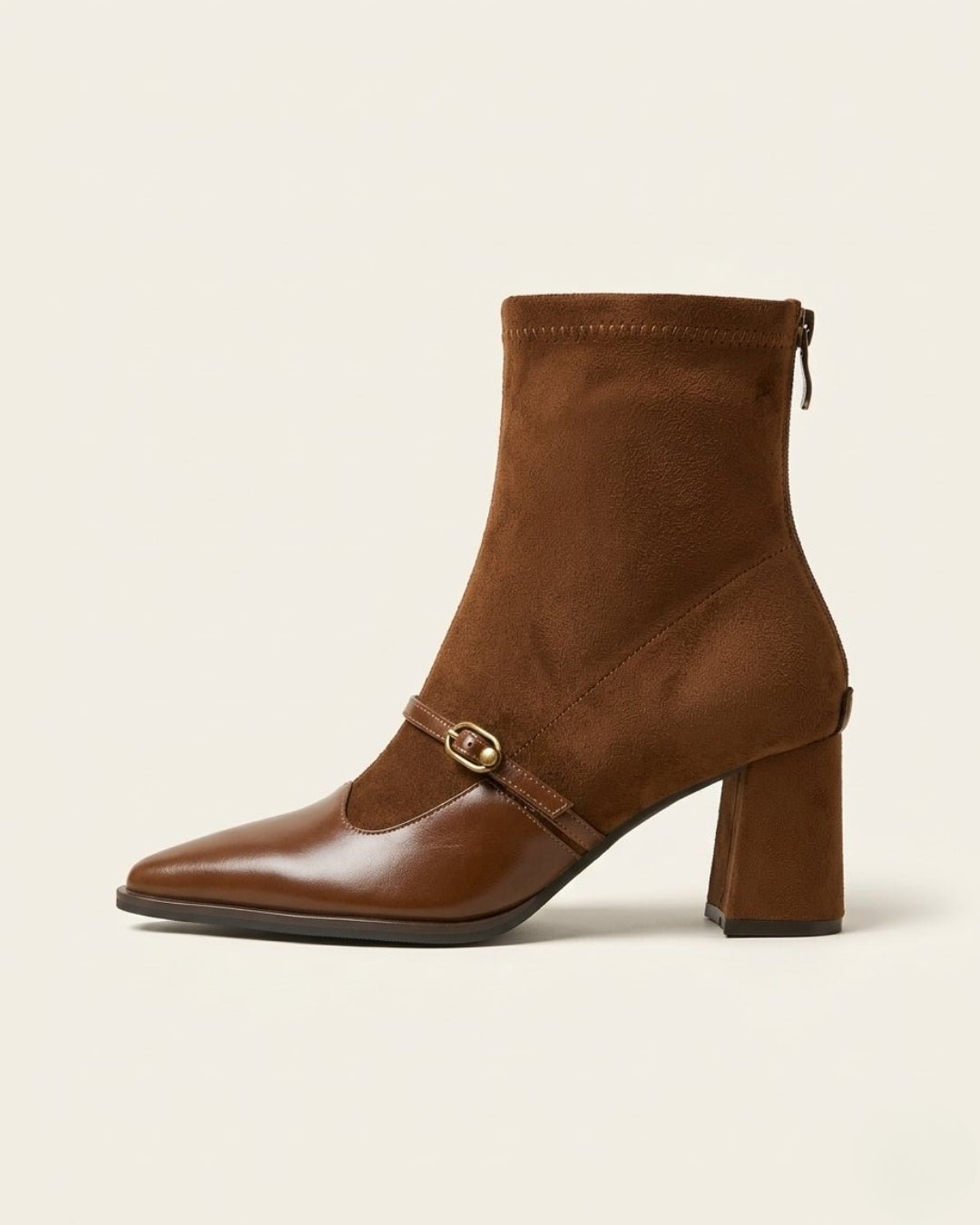 The Evelora | Strapped Suede Ankle Boot - SORENNA
