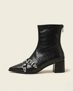 The Ravelle | Double-Buckle Leather Boot - SORENNA