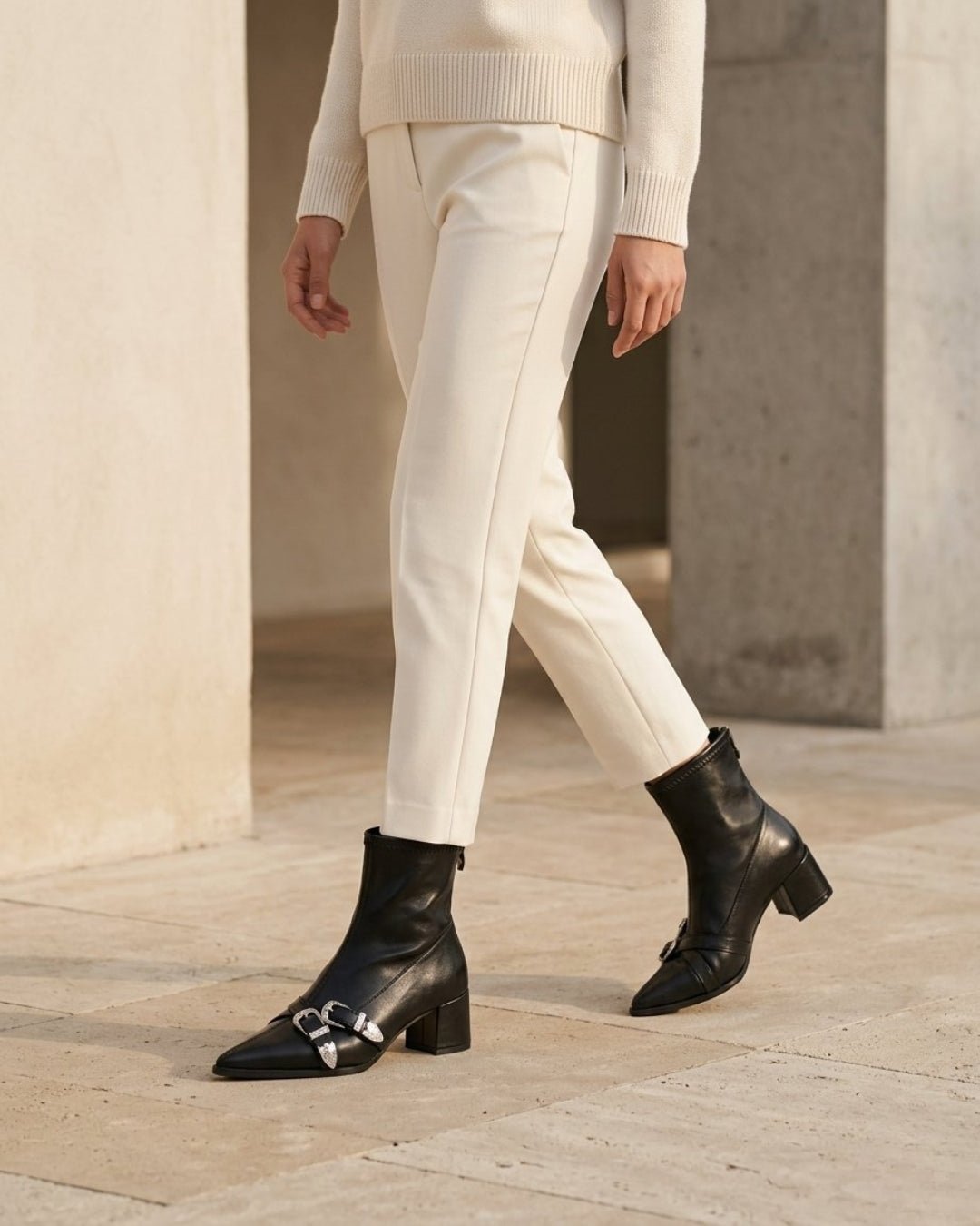 The Ravelle | Double-Buckle Leather Boot - SORENNA