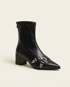 The Ravelle | Double-Buckle Leather Boot - SORENNA