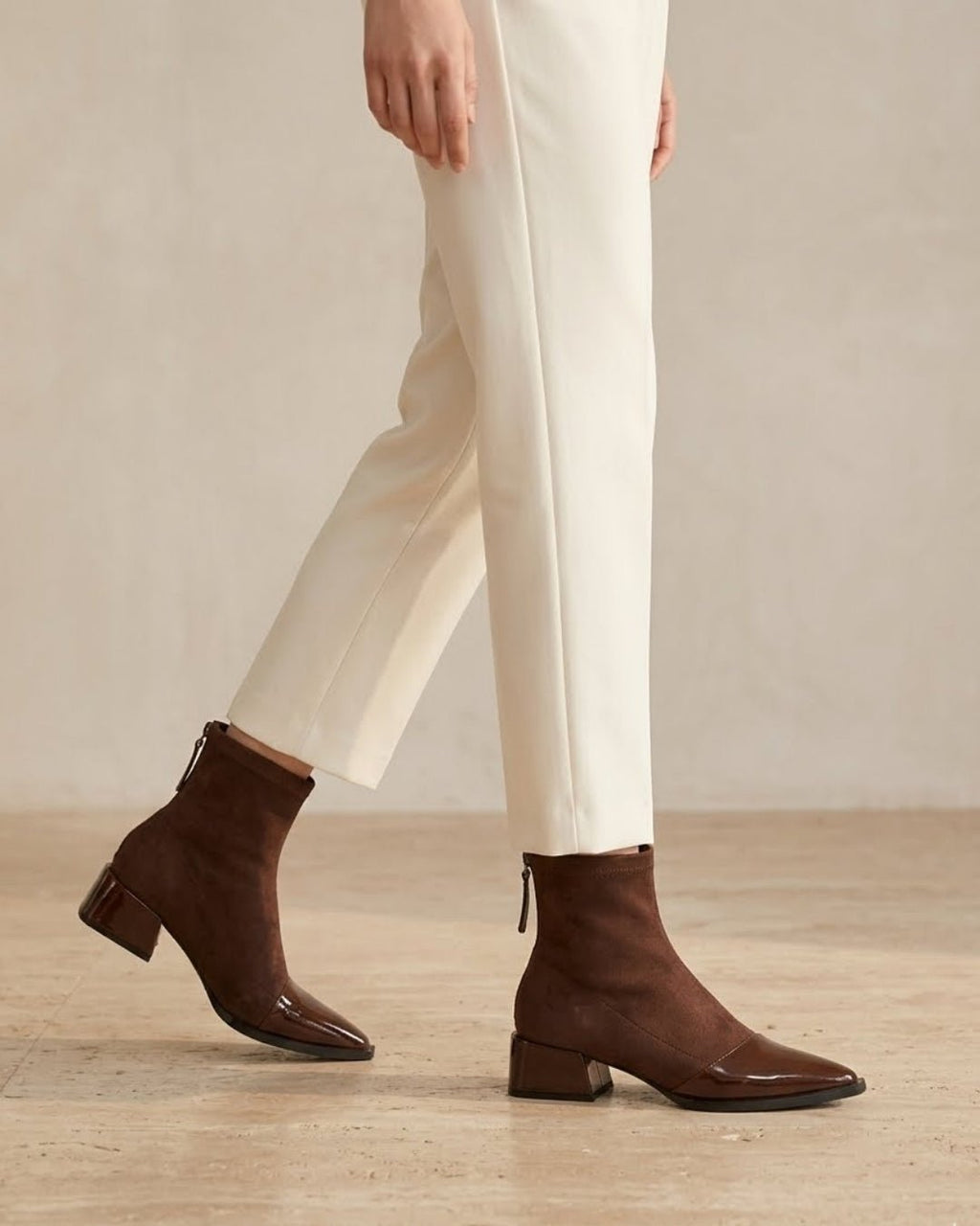 The Ravelle | Patent-Toe Suede Boot - SORENNA