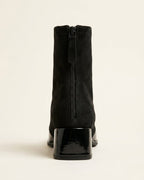 The Ravelle | Patent-Toe Suede Boot - SORENNA