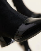 The Ravelle | Patent-Toe Suede Boot - SORENNA