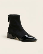 The Ravelle | Patent-Toe Suede Boot - SORENNA