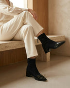 The Ravelle | Patent-Toe Suede Boot - SORENNA