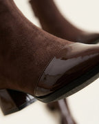 The Ravelle | Patent-Toe Suede Boot - SORENNA