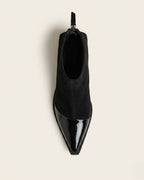 The Ravelle | Patent-Toe Suede Boot - SORENNA
