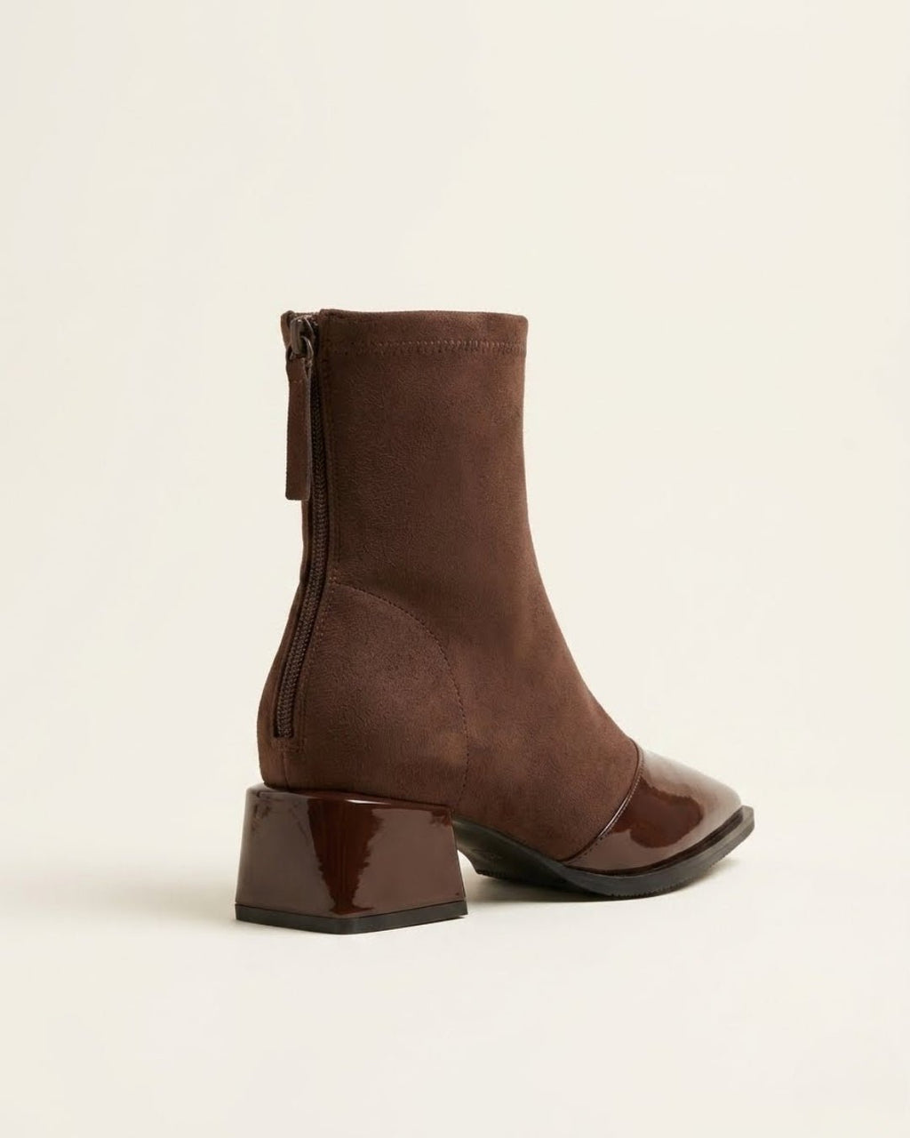 The Ravelle | Patent-Toe Suede Boot - SORENNA