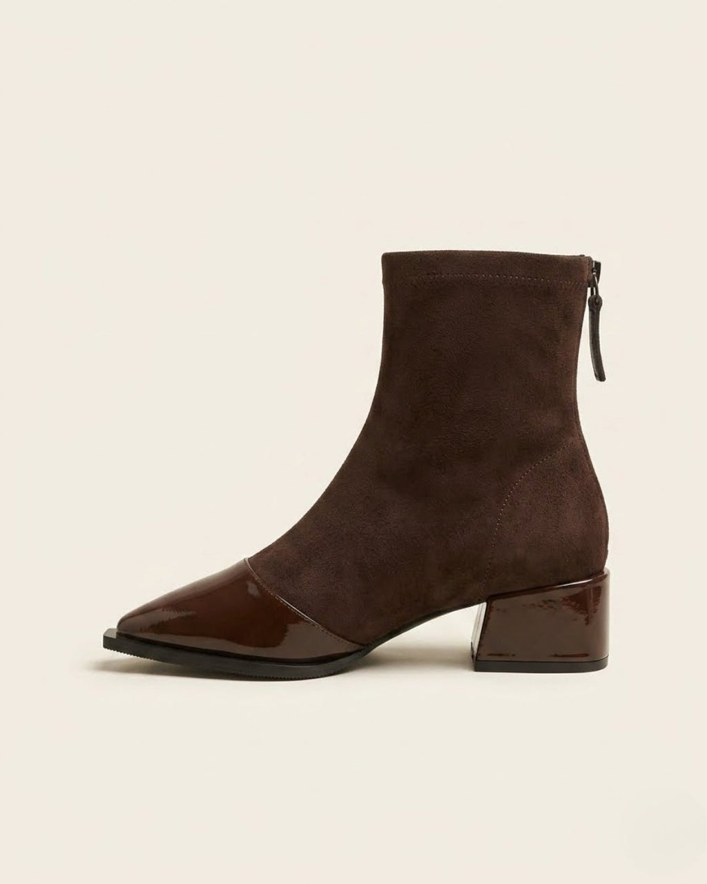 The Ravelle | Patent-Toe Suede Boot - SORENNA