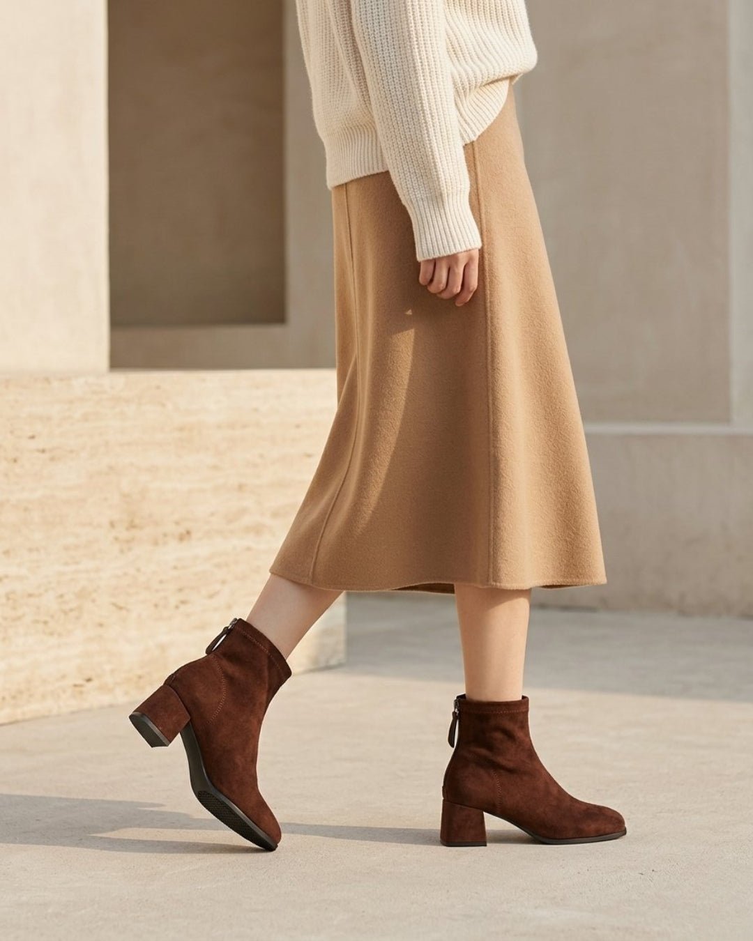 The Renard | Suede Block-Heel Boot - SORENNA