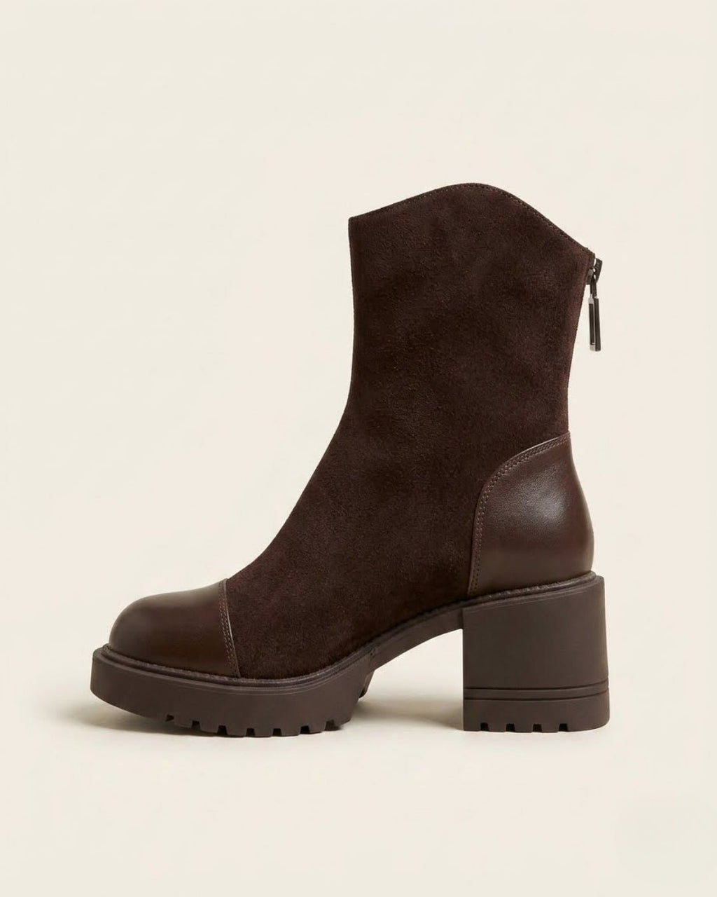 The Rowena | Suede Block-Heel Boot - SORENNA