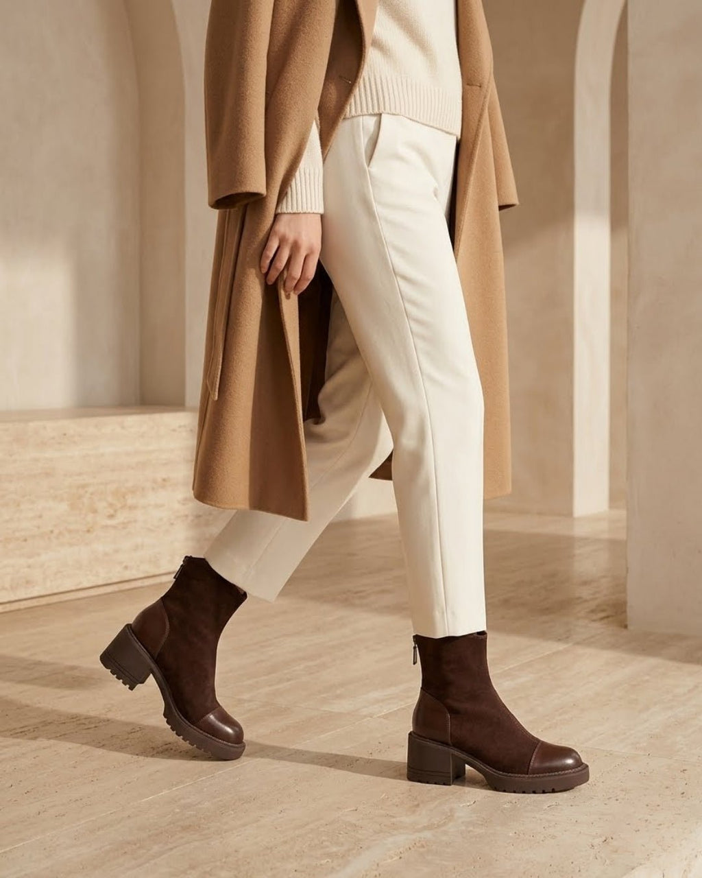 The Rowena | Suede Block-Heel Boot - SORENNA