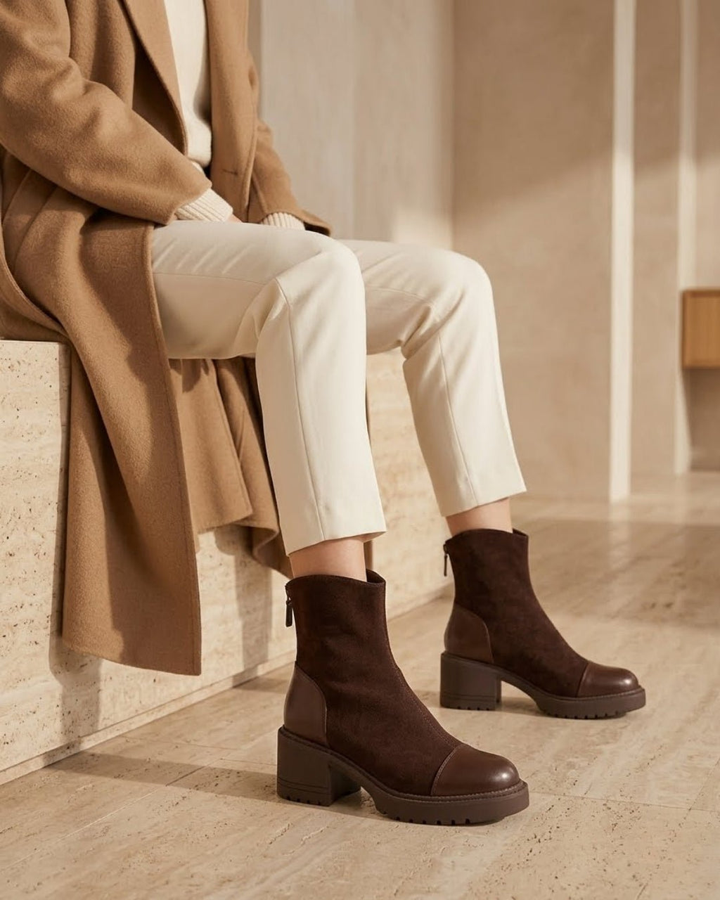 The Rowena | Suede Block-Heel Boot - SORENNA