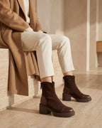The Rowena | Suede Block-Heel Boot - SORENNA