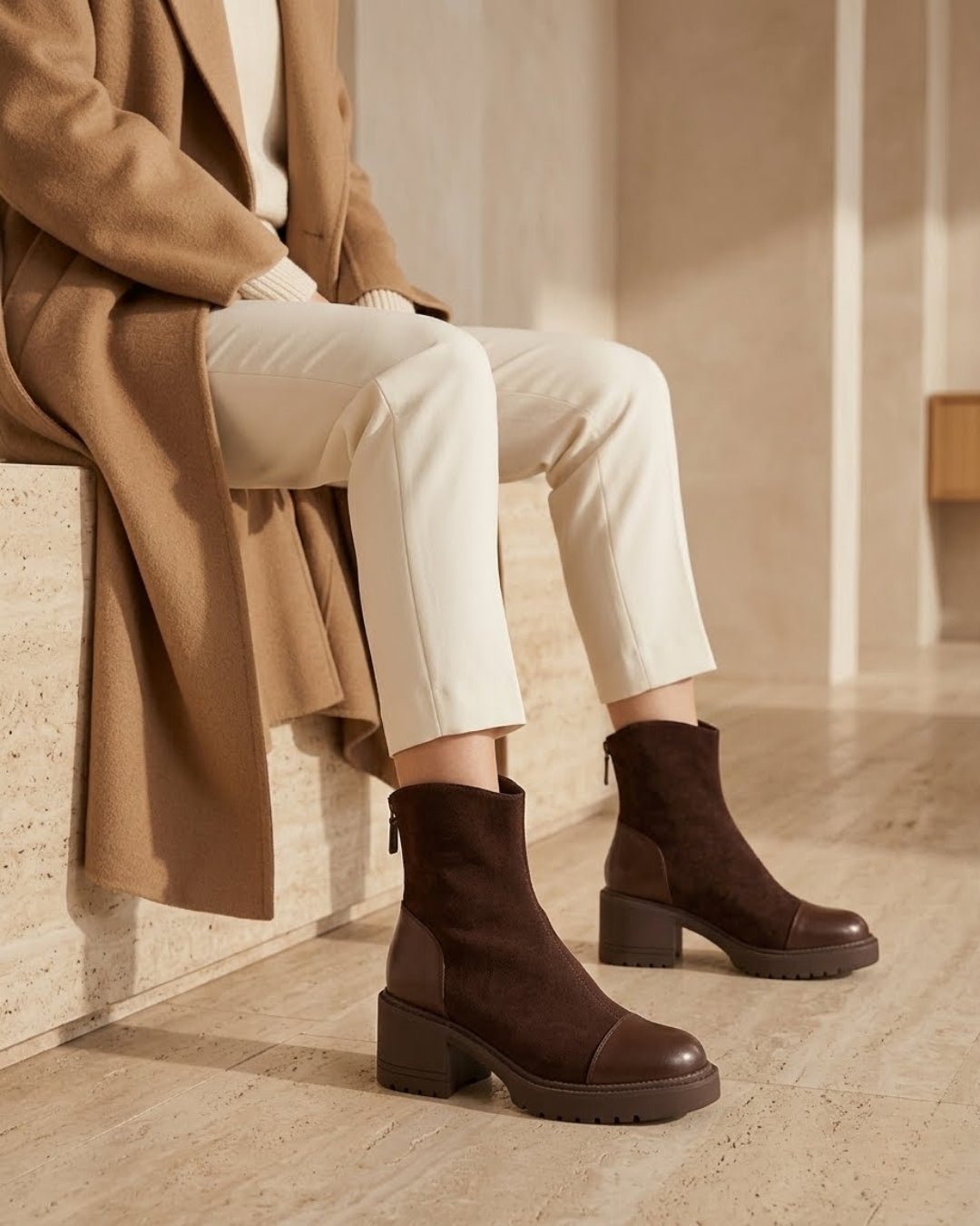 The Rowena | Suede Block-Heel Boot - SORENNA