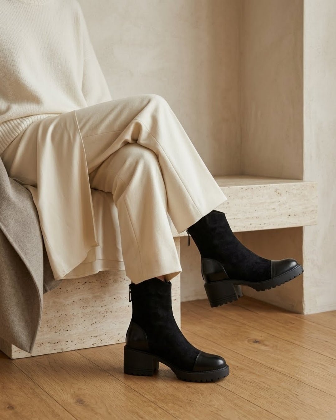 The Rowena | Suede Block-Heel Boot - SORENNA
